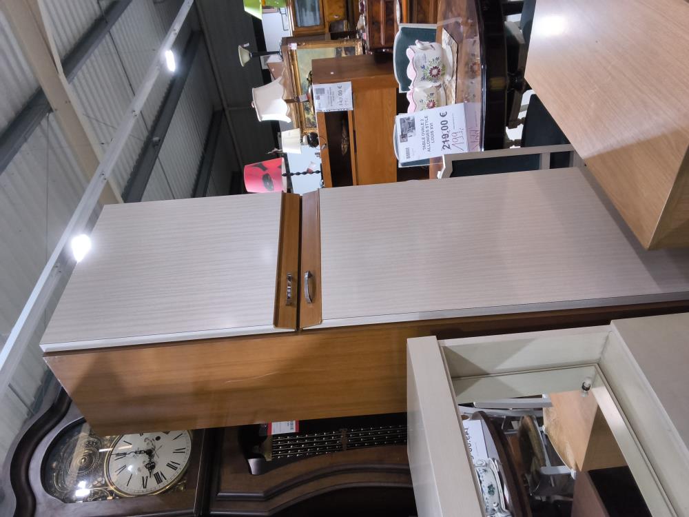 COLONNE DE CUISINE VINTAGE 2 PORTES FORMICA BEIGE BRUN