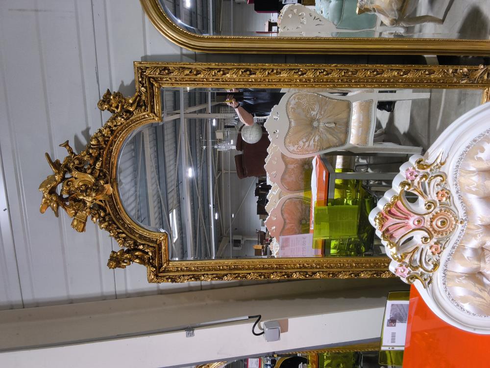 MIROIR BAROQUE DORÉ 2 ANGES 109 X 222XM