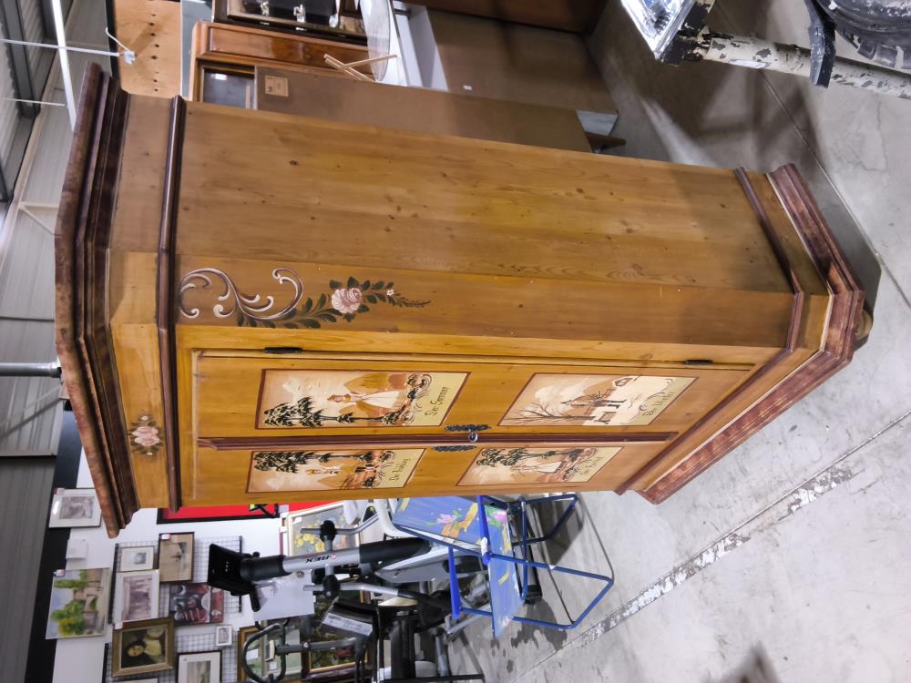 ARMOIRE 2 PORTES SAPIN AVEC PEINTURE LES 4 SAISONS 