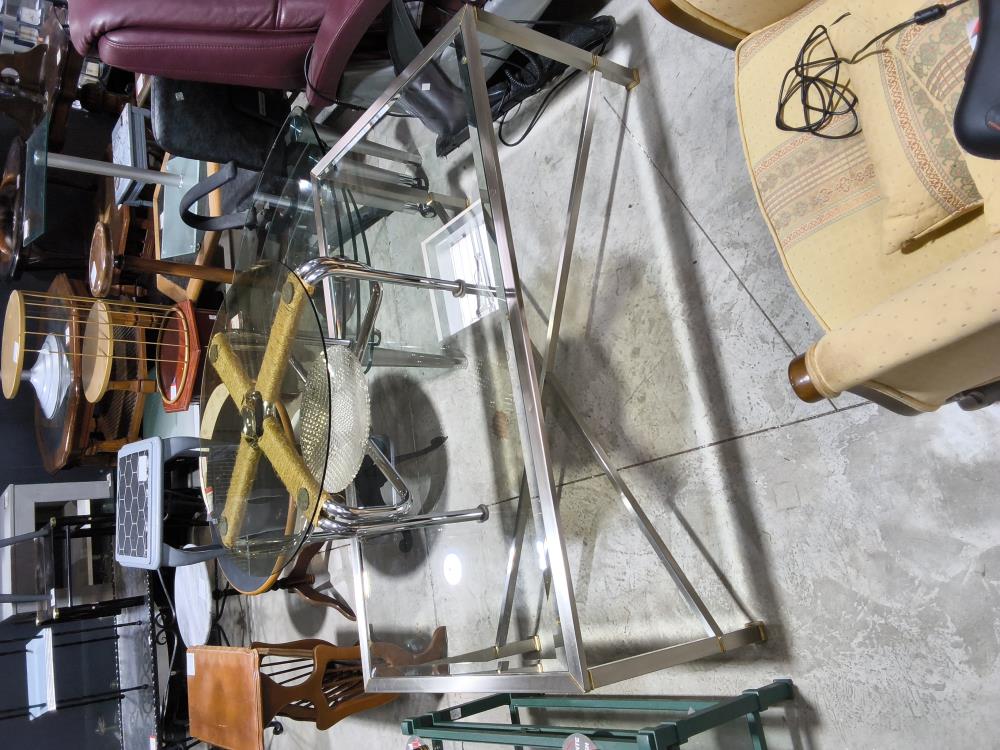 TABLE BASSE CHROMÉ VERRE 