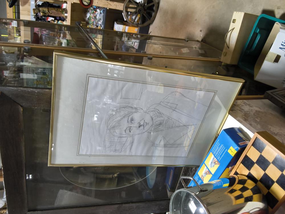 CADRE DESSIN VISAGE SIGNÉ 