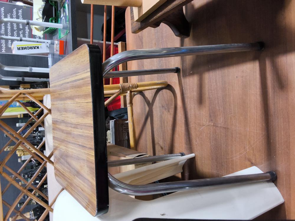 TABOURET FORMICA BRUN