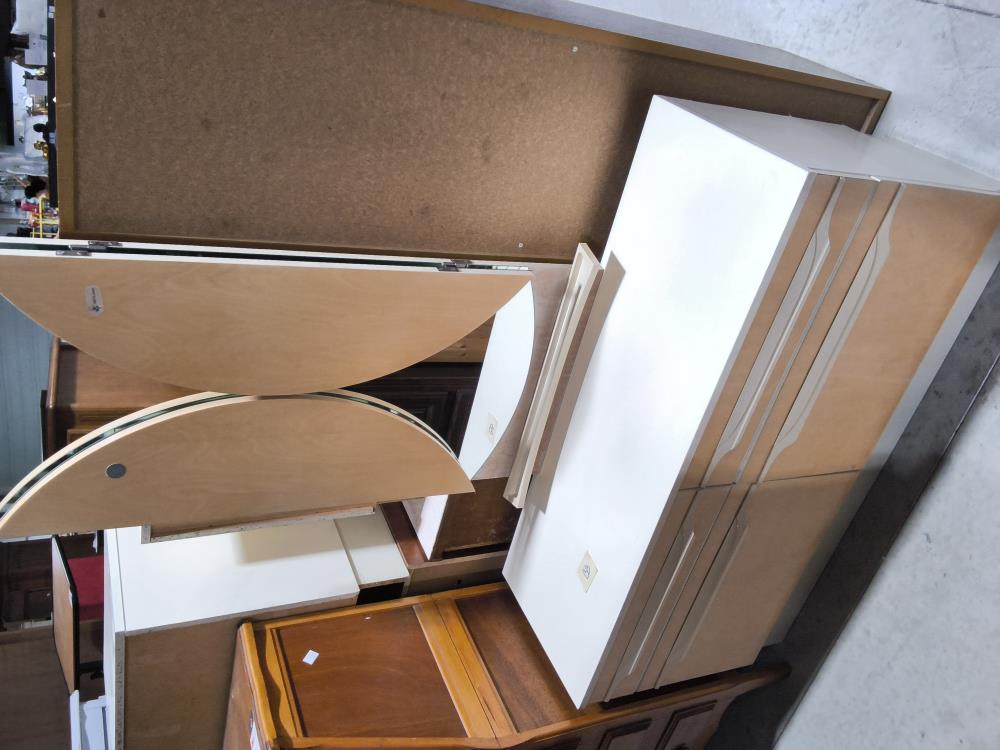 COIFFEUSE FORMICA CLAIR MIROIR ARRONDI