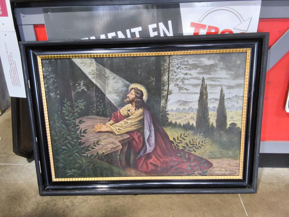 TABLEAU RELIGIEUX PEINTURE À L’HUILE 137 X 97 CM