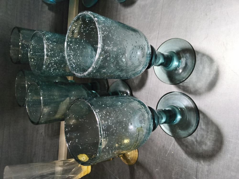 LOT DE 6 VERRES SOUFFLÉS KILE DE BENDOR BLEU 