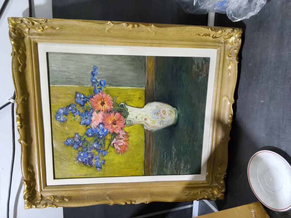 TABLEAU SIGNÉ BOUQUET 70 X 82 CM