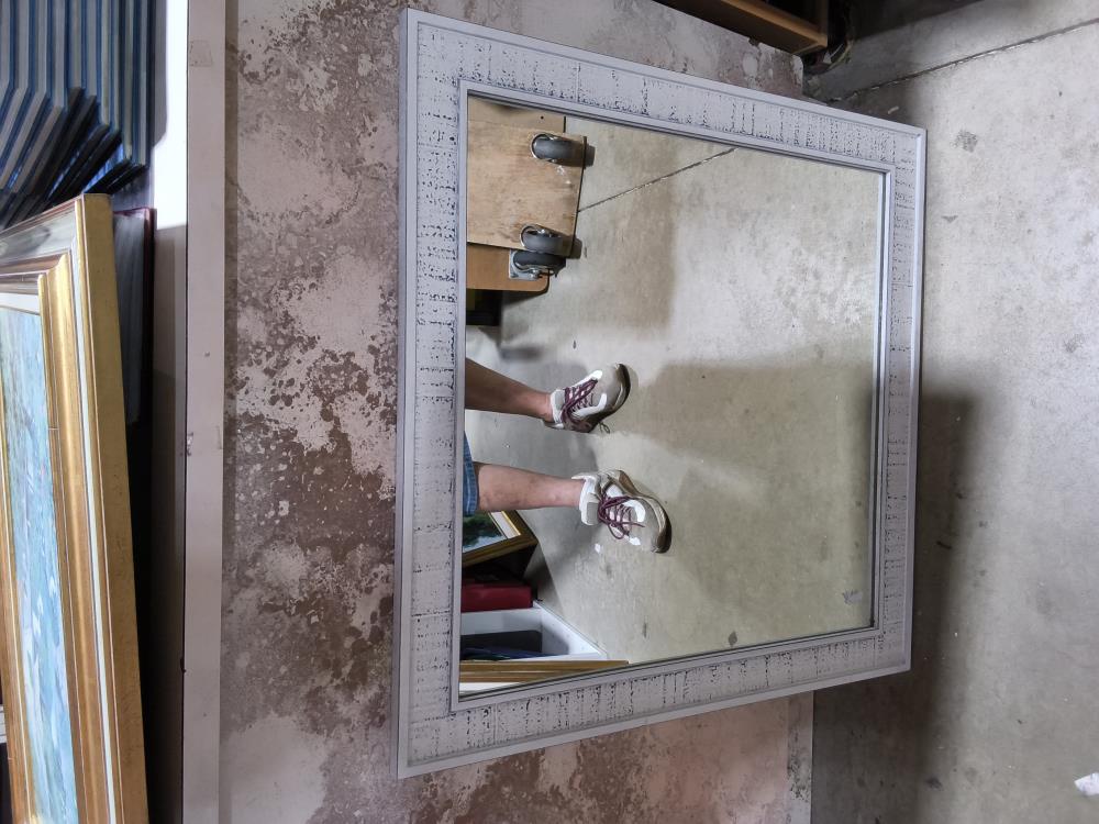 MIROIR CARRÉ BOIS BLANC  71 X 71 CM