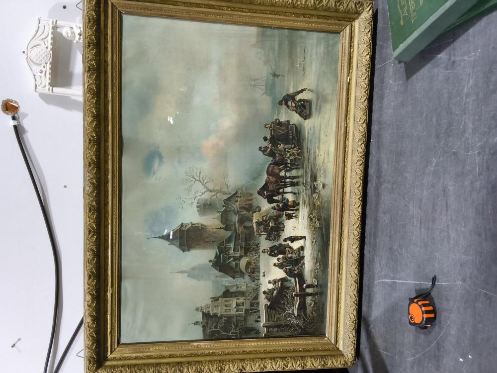 TABLEAU DORÉ REPRODUCTION DE W MEYERHEIM 107 X 79 CM