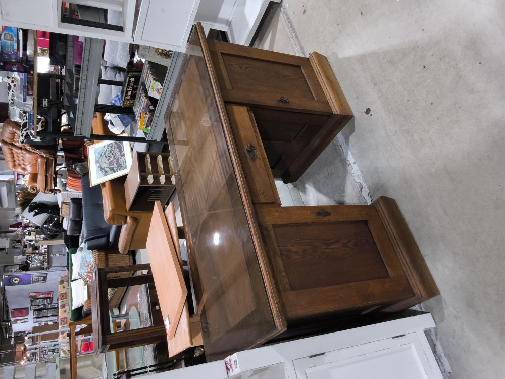 BUREAU RUSTIQUE PLAQUE VERRE 