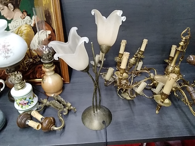 LAMPE À POSER 2 FEUX PÂTE DE VERRE 