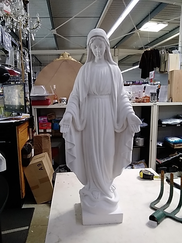 STATUE  VIERGE PLÂTRE HT 75 CM