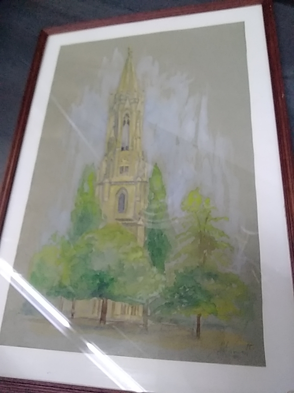 AQUARELLE ANDRÉ SIMON PEINTRE LORRAINE CLOCHER METZ 