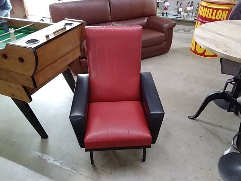 FAUTEUIL ANNÉES 50 ROUGE NOIR 