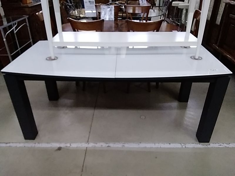 TABLE MODERNE 1ALLONGE BOIS ET VERRE 180-240×96CM