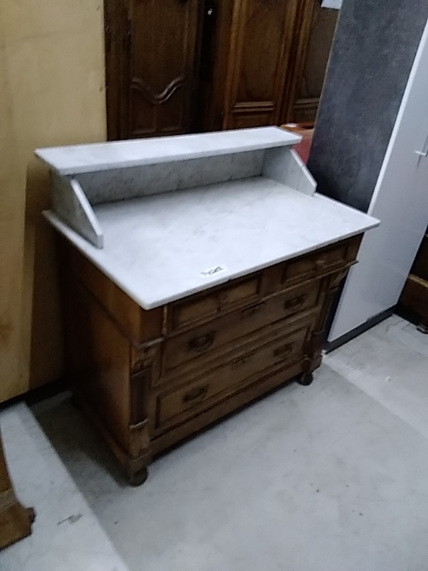 COMMODE ANCIENNE BIEDERMEIER MARBRE BLANC 4TIROIRS 