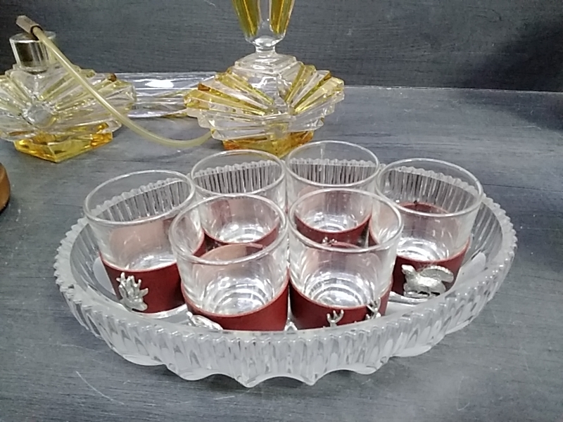 ENSEMBLE DE 6 VERRES DIGESTIF DECO CHASSE