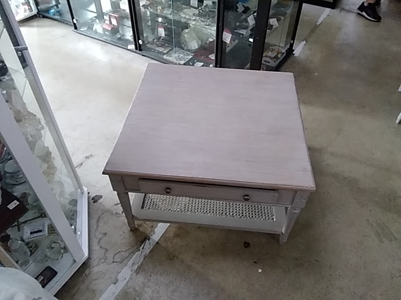 TABLE BASSE 80 X 80 CM 1 TIROIR GRIS LOUIS XVI