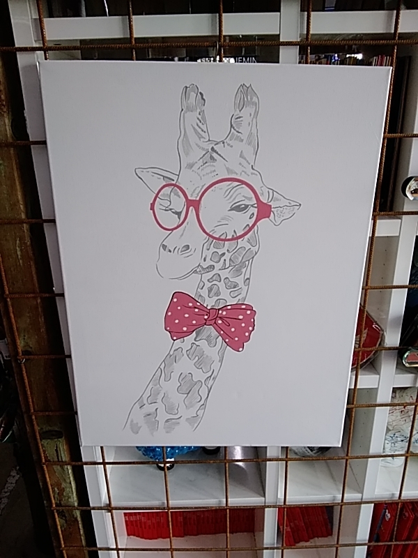 CADRE GIRAFE PEINT MAIN 60X80CM