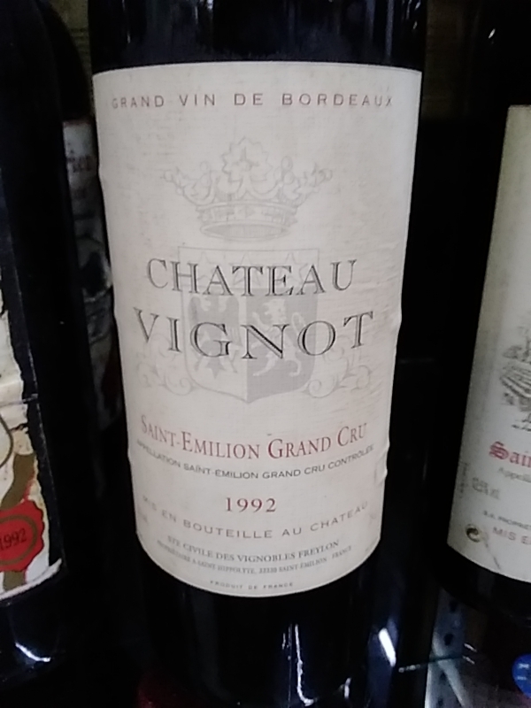 BDX CHT VIGNOT ST EMILION GRAND CRU 1992