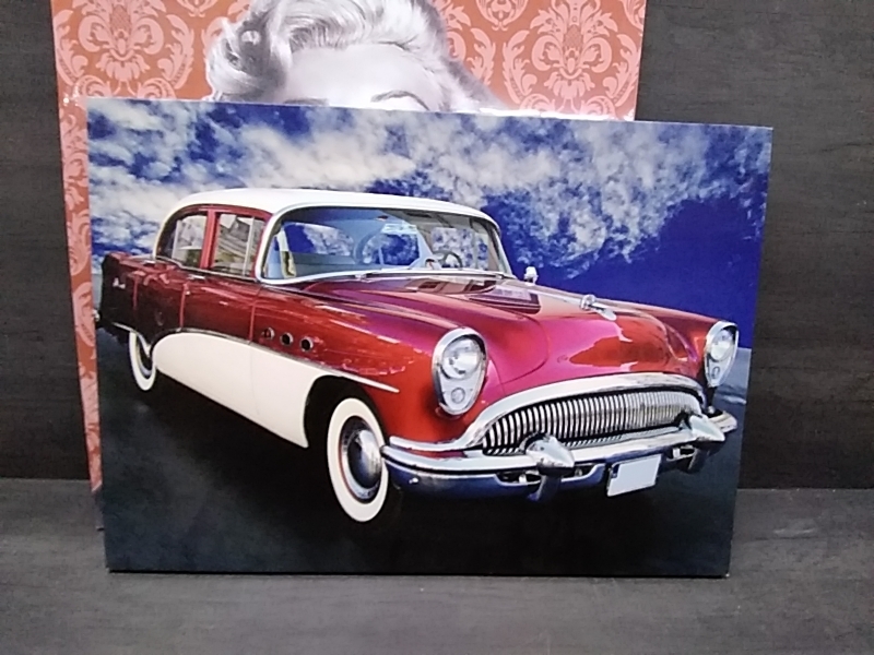 TOILE VOITURE ANCIENNE ROUGE 70 X 50CM