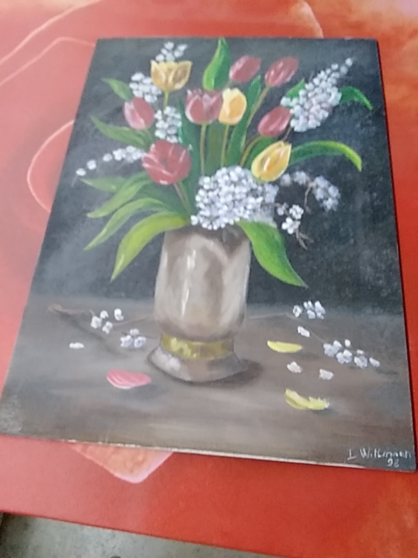 PEINTURE SUR CARTON BOUQUET 