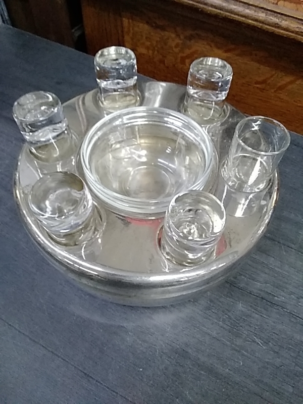 ENSEMBLE DIGESTIF ARGENTÉ ET VERRE VINTAGE 