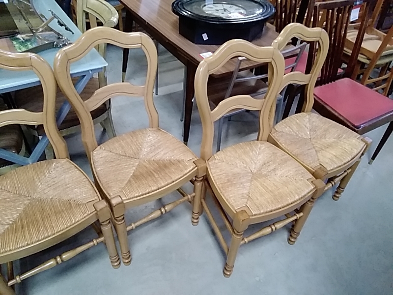 LOT DE 6 CHAISES PAILLÉES 