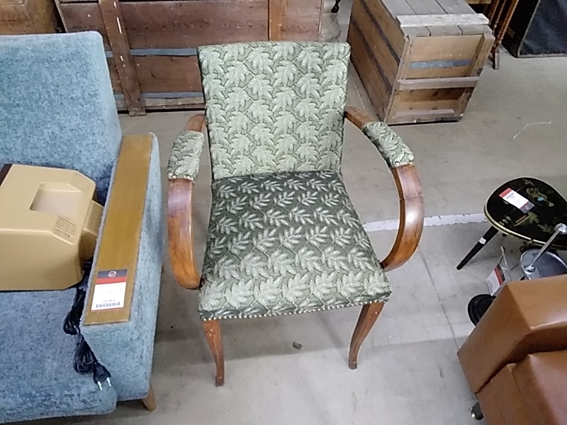 FAUTEUIL ANNÉES 50 TISSU VERT