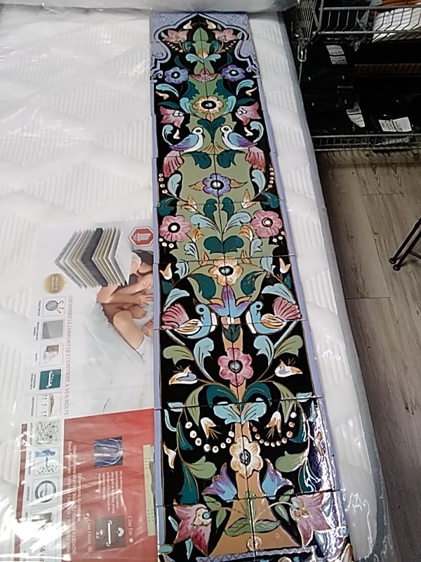 FRESQUE OISEAUX CARRELAGE DE 5 PANNEAUX 