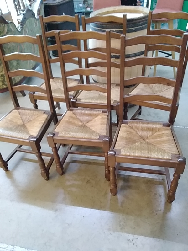 LOT DE 6 CHAISES PAILLÉES DS L’ETAT