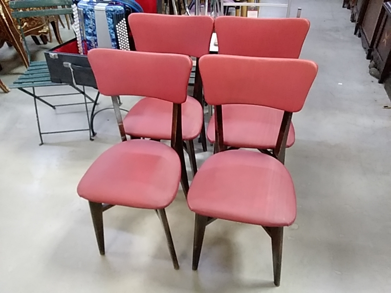 LOT DE 4 CHAISES ANNÉES 50 SKY ROUGE 
