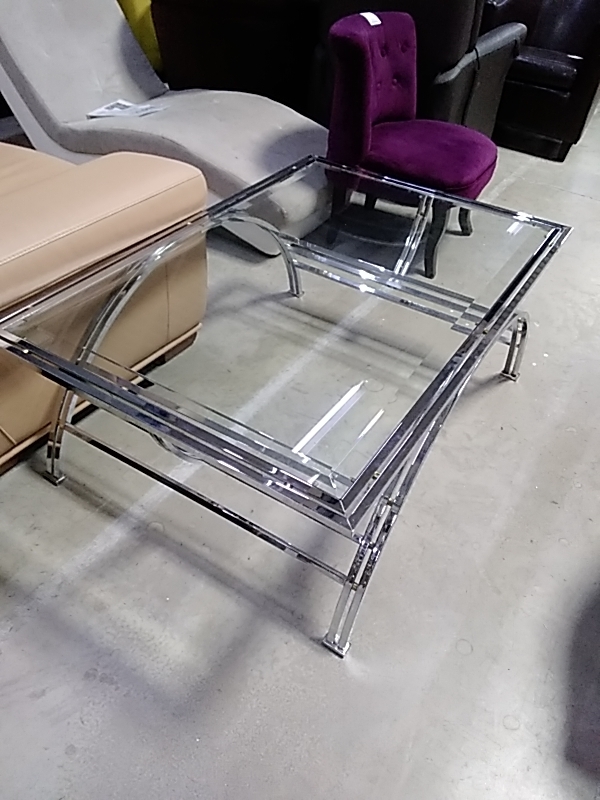 TABLE BASSE DESIGN FER VERRE