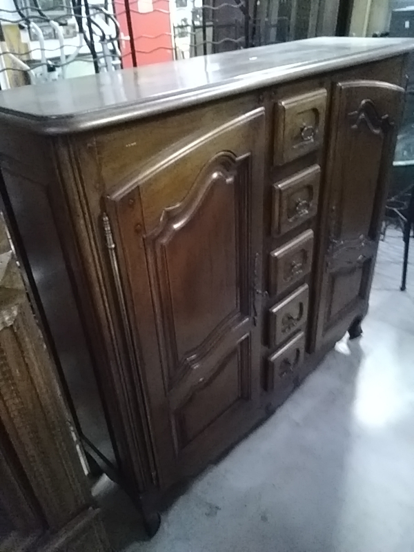 MEUBLE CHÊNE 2 PORTES 5 TIROIRS 