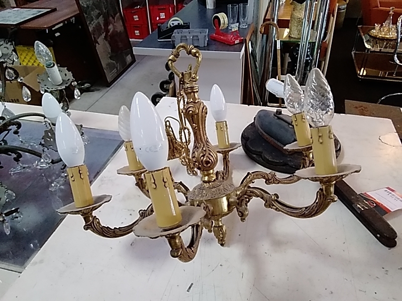 LUSTRE 6 FEUX LAITON 