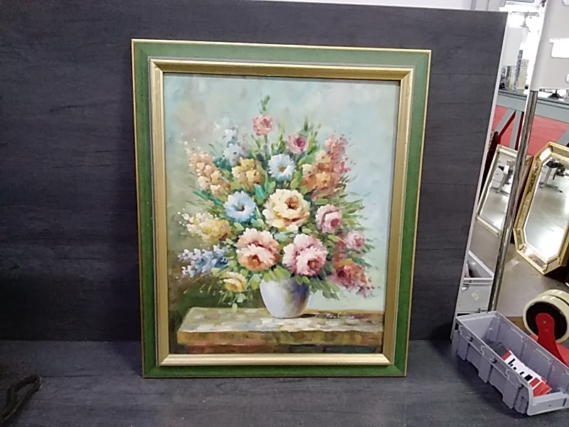 TABLEAU SIGNÉ BOUQUET 49 X 60 CM