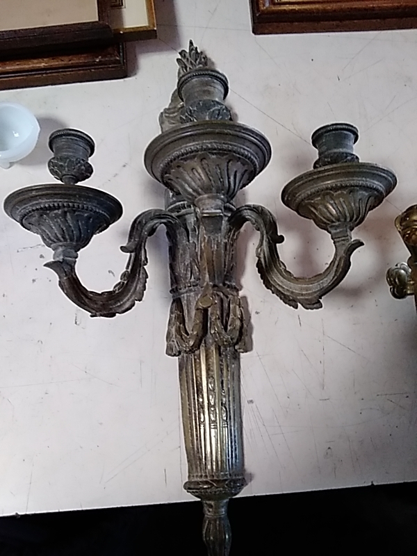 CHANDELIER BRONZE ANCIEN 3 FEUX 