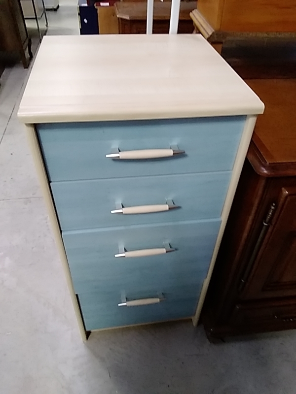 COMMODE FACADE  BLEUE 4 TIROIRS 