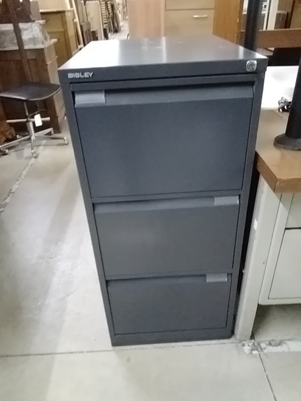 MEUBLE BUREAU 3TIROIRS MÉTAL GRIS BISLEY PROFESSIONNEL 