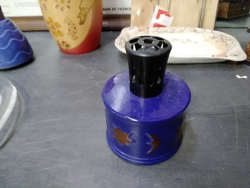 LAMPE STYLE BERGER BLEU DORÉE 