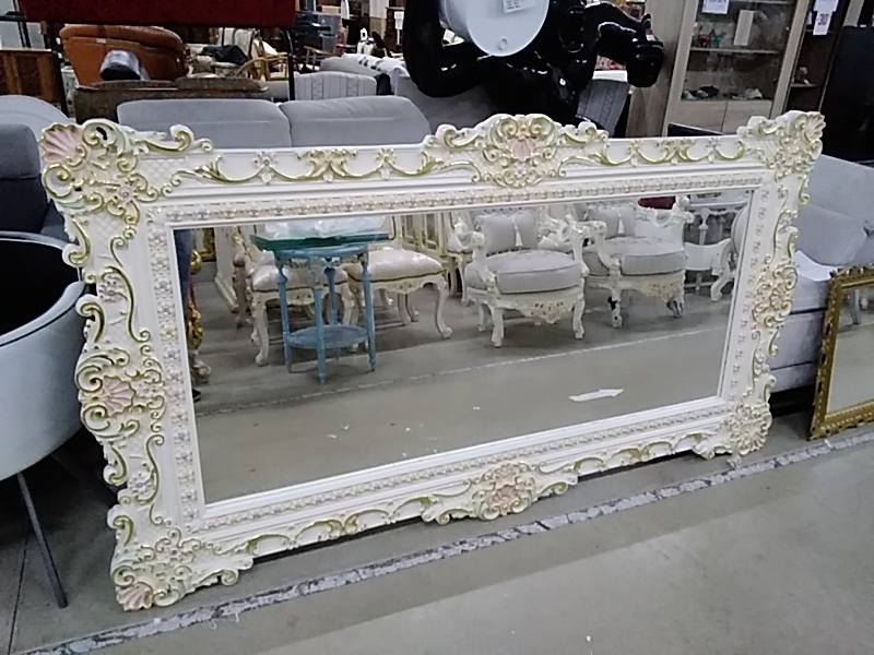 MIROIR BAROQUE HORIZONTAL BEIGE DORÉ   219 X 120 CM