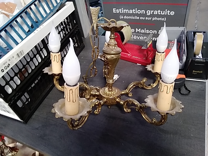 LUSTRE BRONZE 5 FEUX 