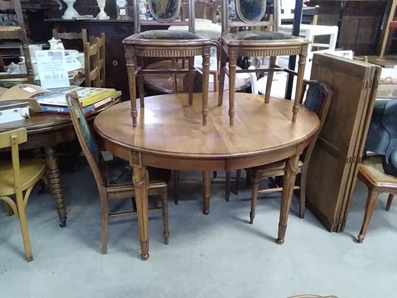 TABLE OVALE AVEC 4 ALLONGES 