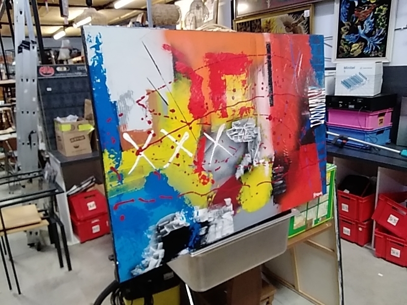 CADRE PEINTURE ABSTRAIT 100 X 70 CM