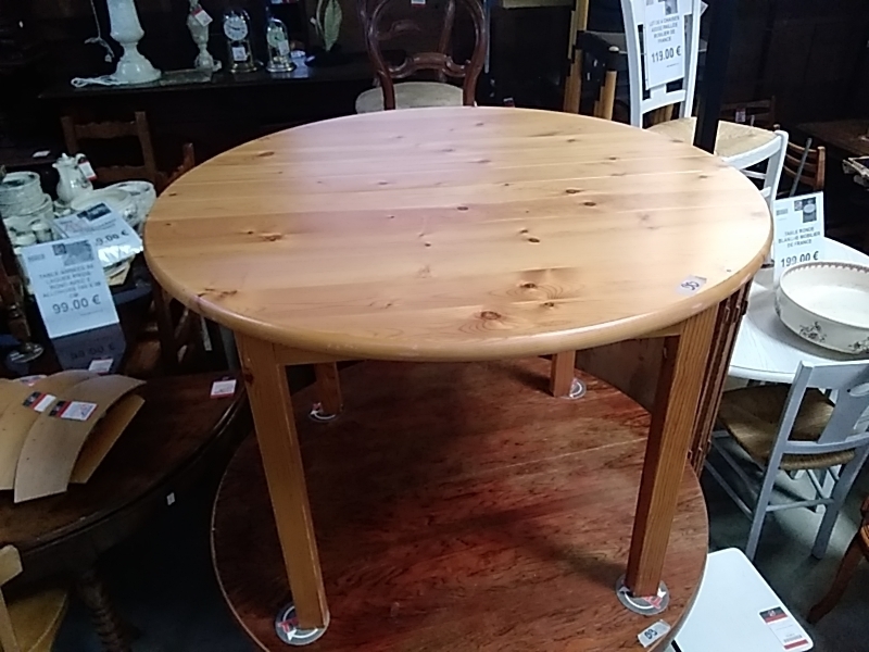 TABLE RONDE EN PIN AVEC ALLONGE DIAMÈTRE 105 CM