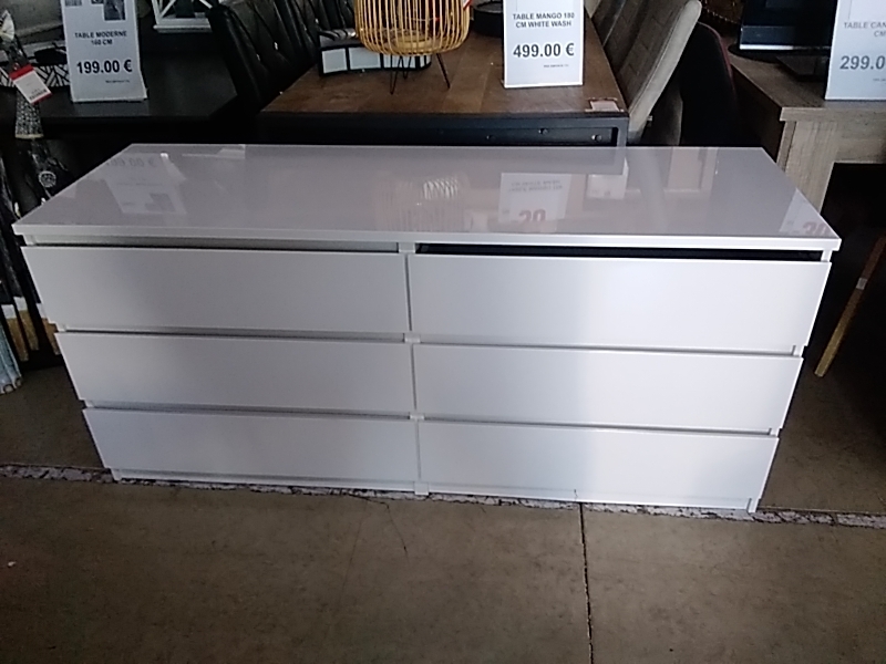 COMMODE 6 TIROIRS BLANC LAQUÉ