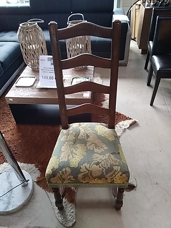 CHAISE BOIS TISSU VERT 