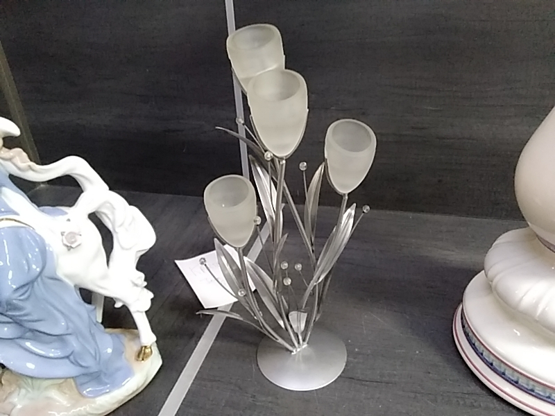 BOUGEOIR METAL VERRE 4 FEUX
