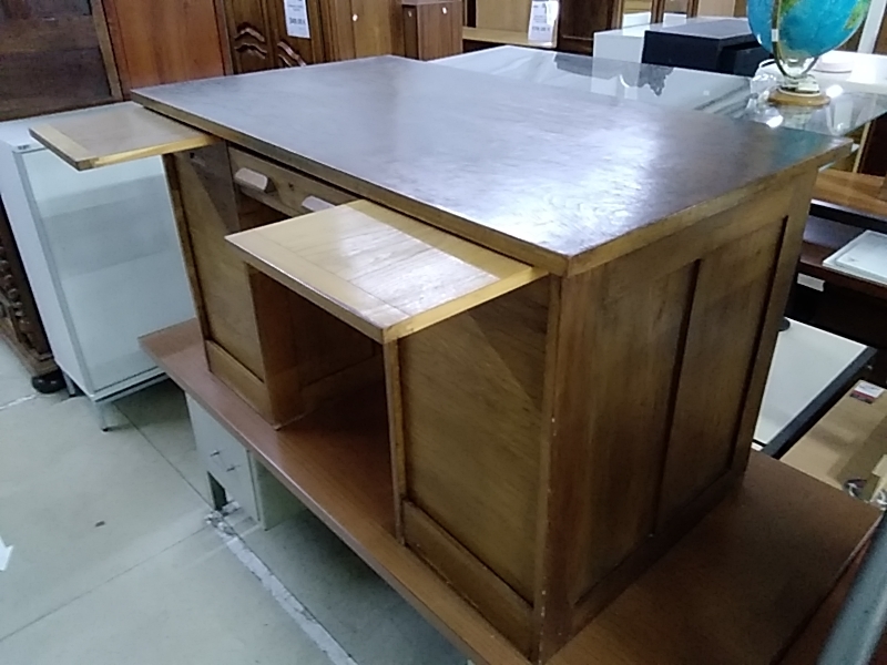 BUREAU ANCIEN BOIS 1 TIROIR 2 RANGEMENTS RIDEAUX JB