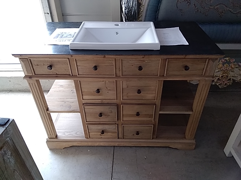 MEUBLE DE SDB LOBERON 10TIROIRS BRUN AVEC VASQUE