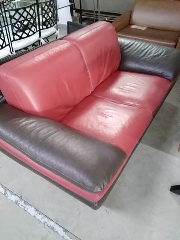 CANAPE CUIR ITALY ROUGE/NOIR 